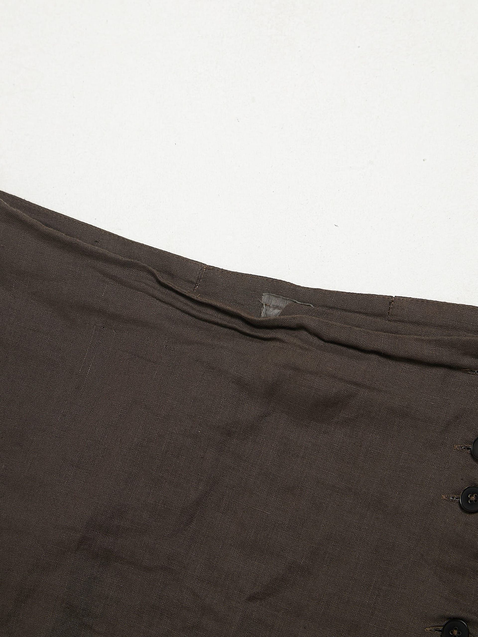 Aleksandr Manamis Brown Gray Side Button Drop Crotch Cropped Linen Pants Size US 34 / EU 50 - 3 Thumbnail