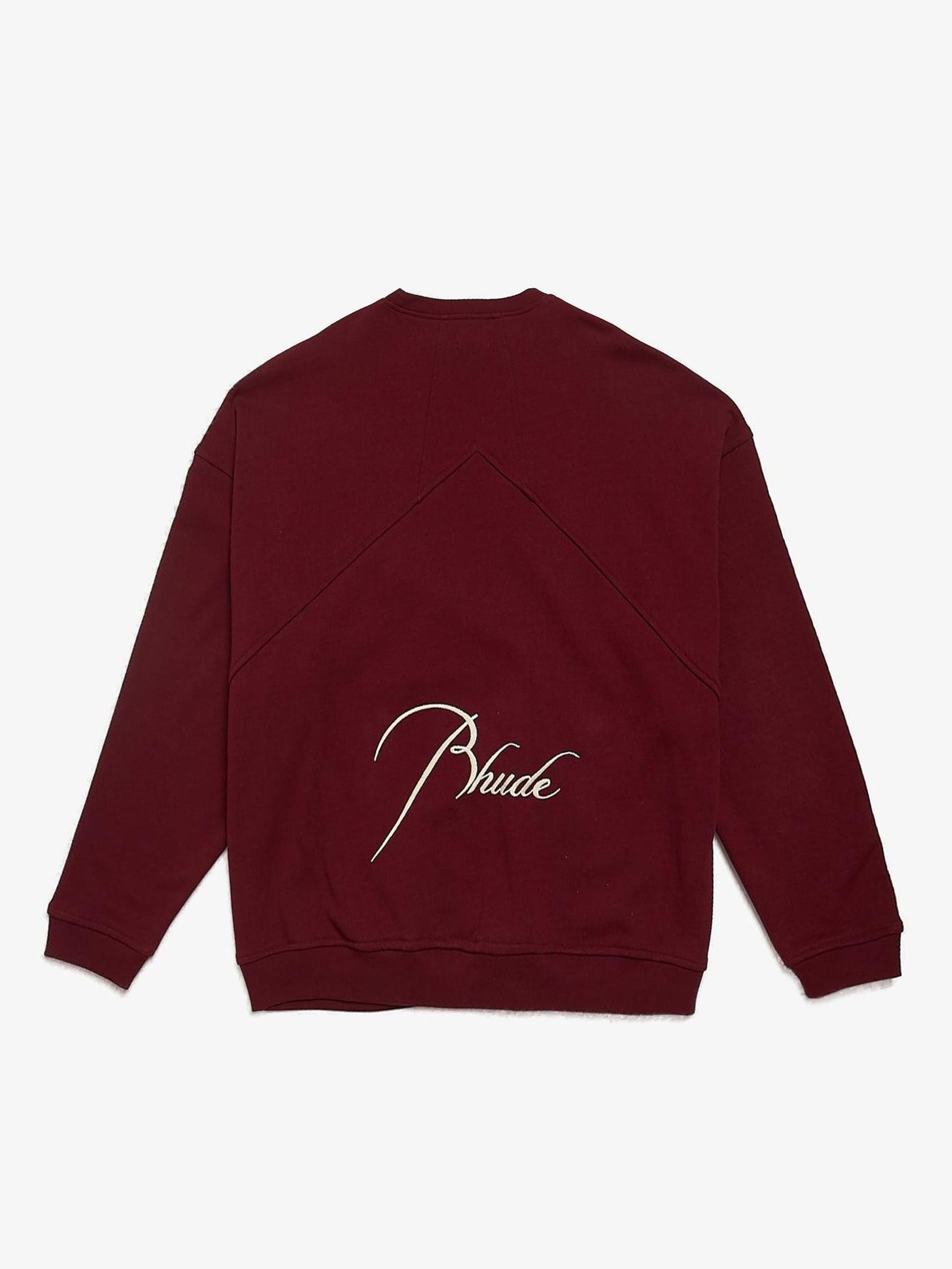 Rhude Burgundy Logo Embossed Cotton Sweatshirt Size US XL / EU 56 / 4 - 2 Thumbnail