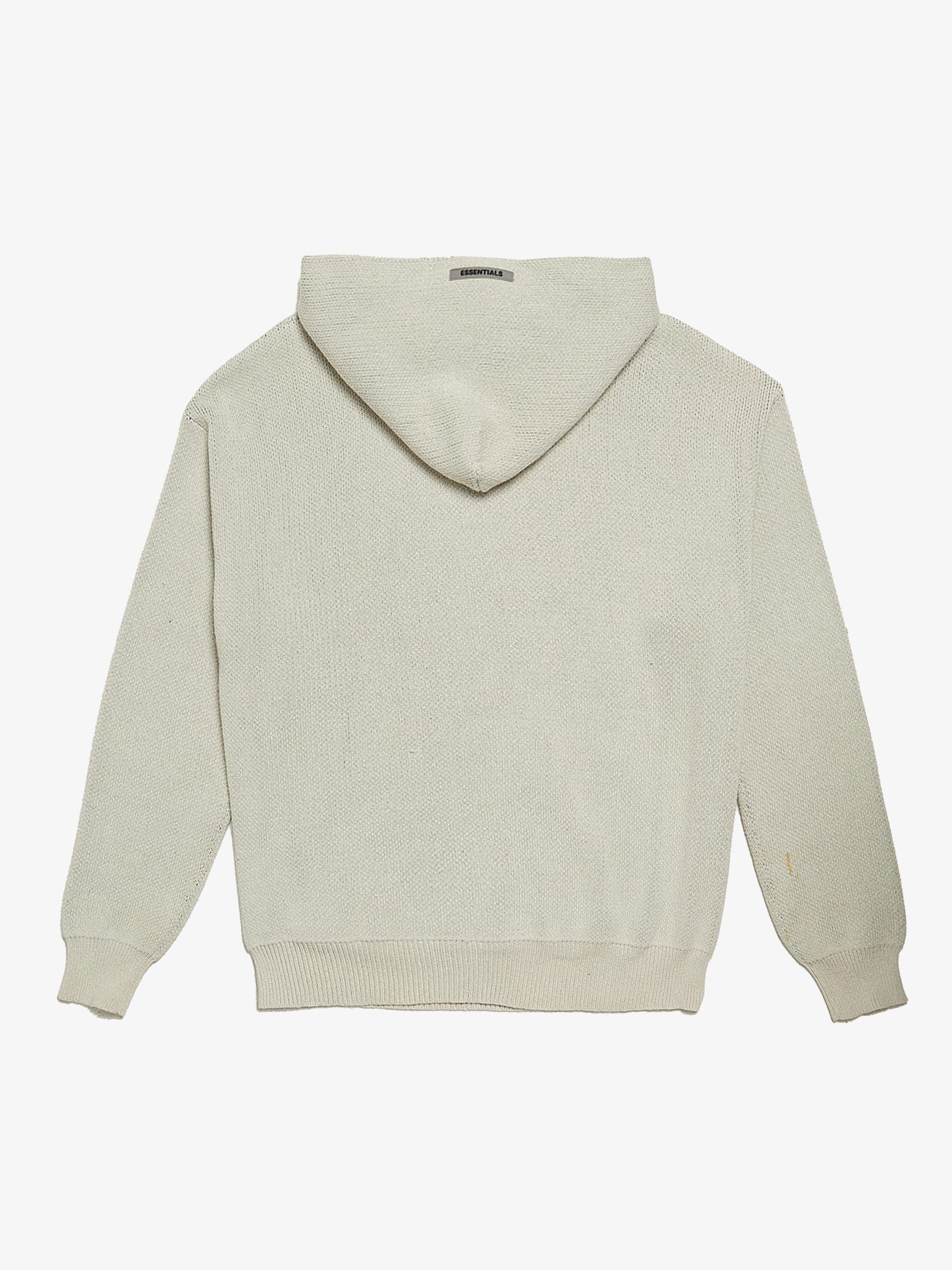 Essentials Milk Knitted Logo Embroidered Cotton and Polyester Hoodie