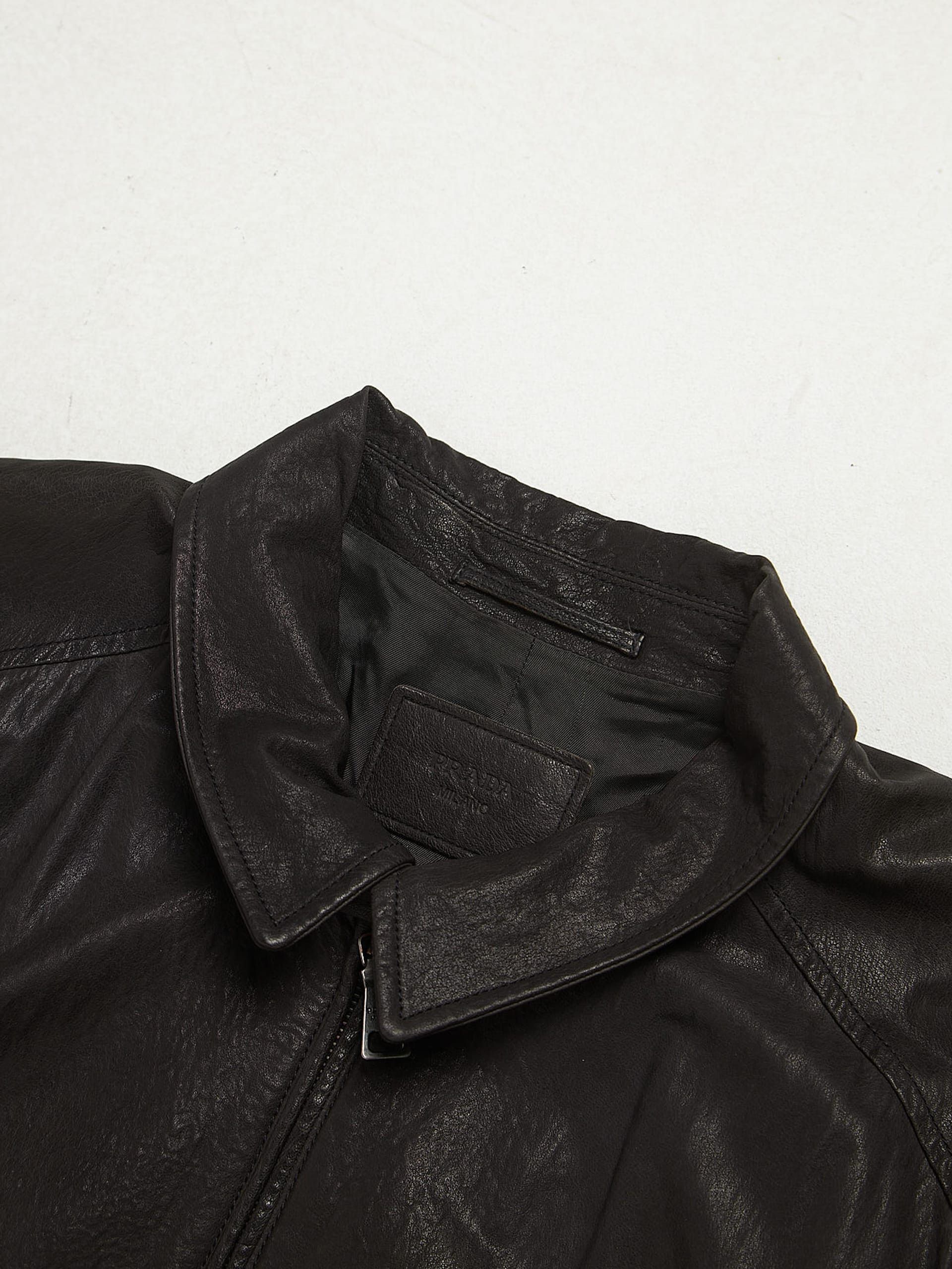 Prada Black Zipped Leather Light Jacket Size US XL / EU 56 / 4 - 3 Thumbnail