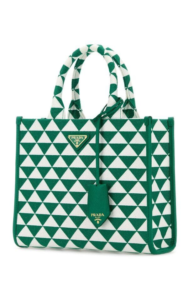 Prada Embroidered Fabric Small Symbole Shopping Bag Size ONE SIZE - 4 Thumbnail