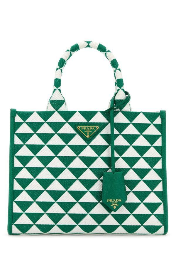 Prada Embroidered Fabric Small Symbole Shopping Bag Size ONE SIZE - 3 Thumbnail
