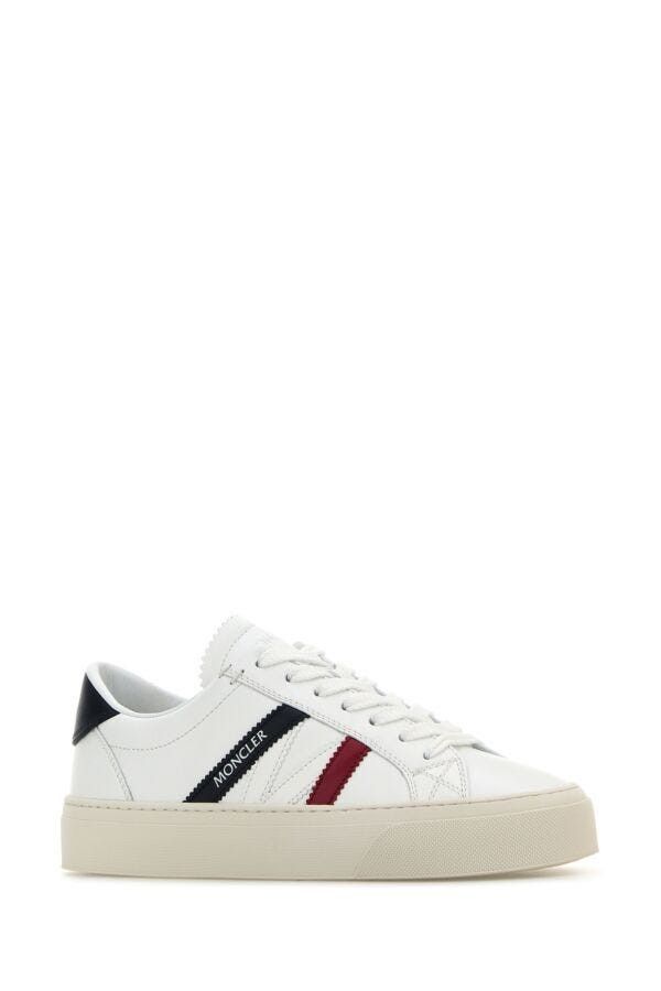 Moncler White Leather Monaco 2 Sneakers Size US 7.5 / IT 37.5 - 4 Thumbnail