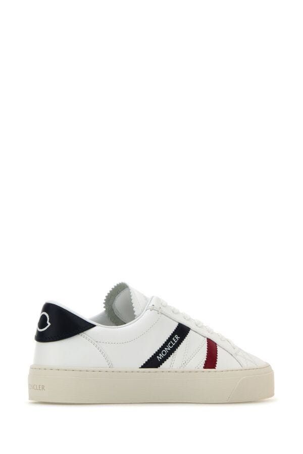 Moncler White Leather Monaco 2 Sneakers Size US 7.5 / IT 37.5 - 5 Thumbnail