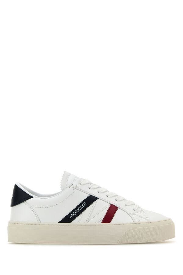 Moncler White Leather Monaco 2 Sneakers Size US 7.5 / IT 37.5 - 3 Thumbnail