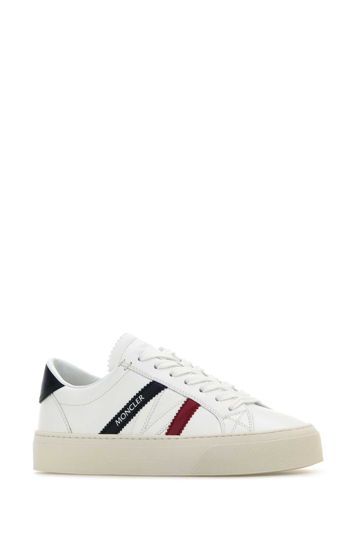 Moncler White Leather Monaco 2 Sneakers Size US 7.5 / IT 37.5 - 2 Thumbnail