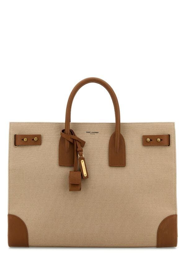 Saint Laurent Paris Two-Tone Canvas And Leather Large Sac De Jour Handbag Size ONE SIZE - 3 Thumbnail