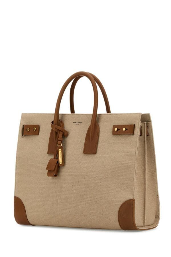 Saint Laurent Paris Two-Tone Canvas And Leather Large Sac De Jour Handbag Size ONE SIZE - 4 Thumbnail