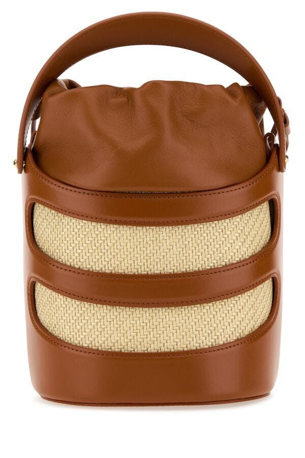 Alexander McQueen Two-Tone Leather And Raffia The Rise Bucket Bag Size ONE SIZE - 5 Thumbnail