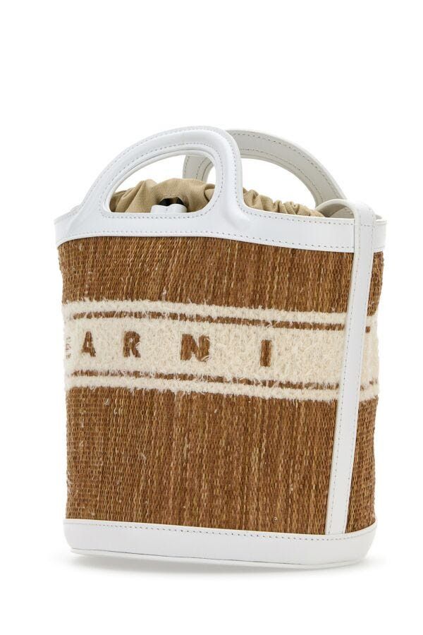 Marni Two-Tone Raffia And Leather Tropicalia Bucket Bag Size ONE SIZE - 4 Thumbnail