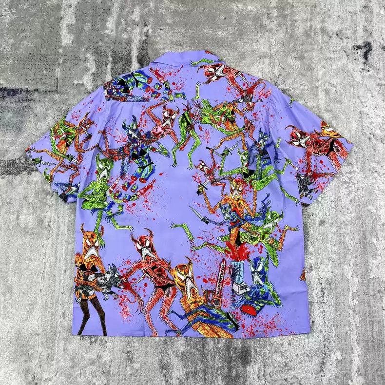 トップス WACKO Vintage Artistic Figure Text Print WACKO MARIA NECK FACE Tokyo Hawaii Shirt