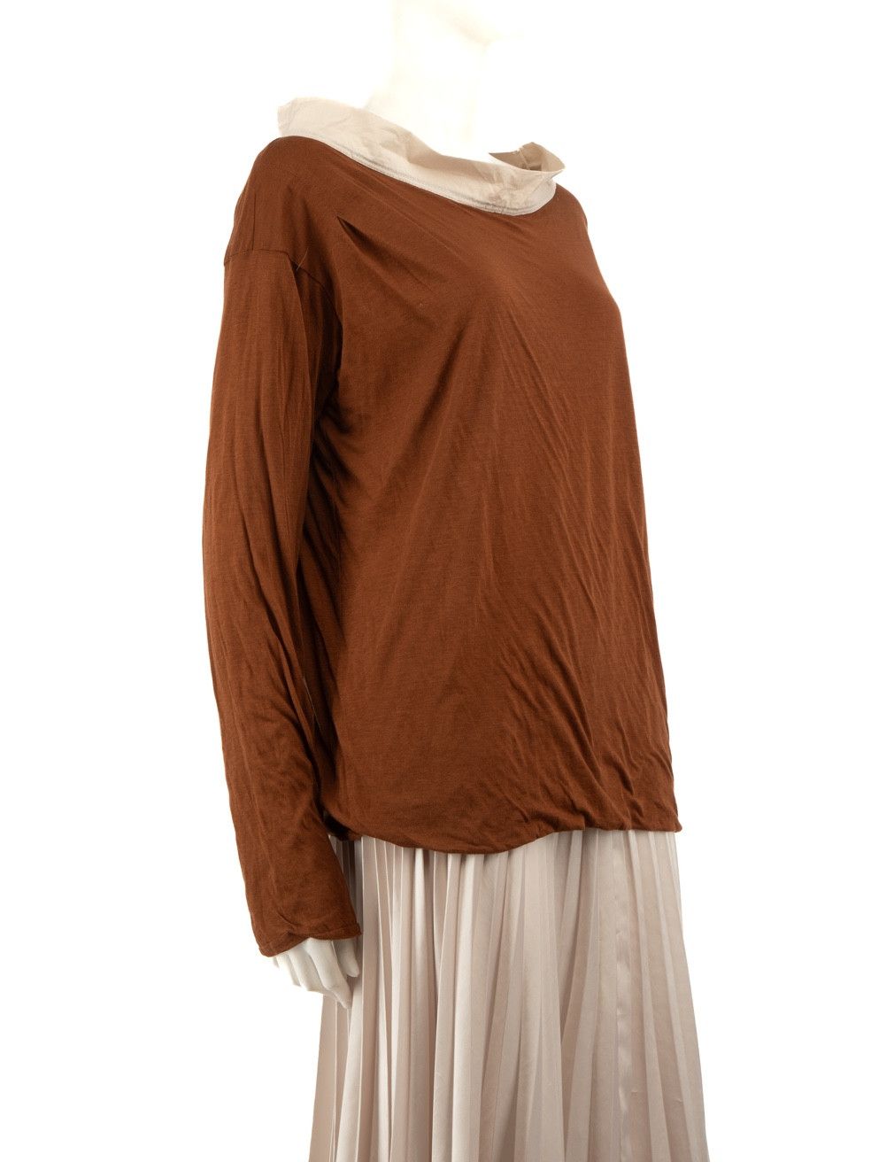 Marni Brown Two-Tone Wide Neckline Top Size M / US 6-8 / IT 42-44 - 2 Thumbnail