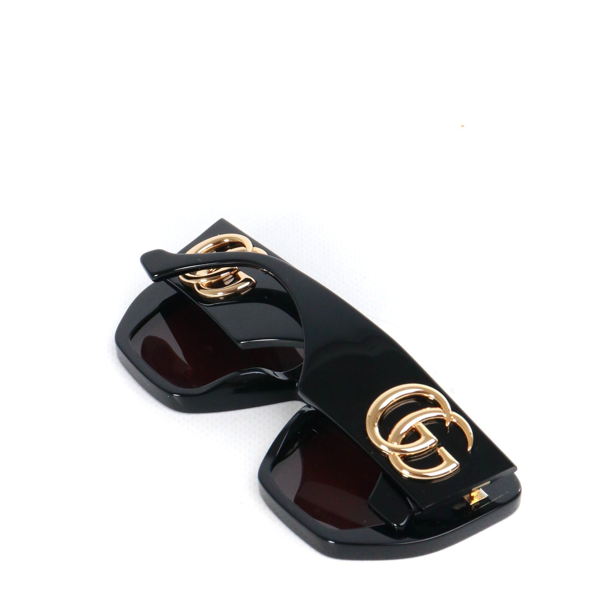 Gucci GUCCI - Gucci GG Oversize Sunglasses in Black Plastic Size ONE SIZE - 3 Thumbnail