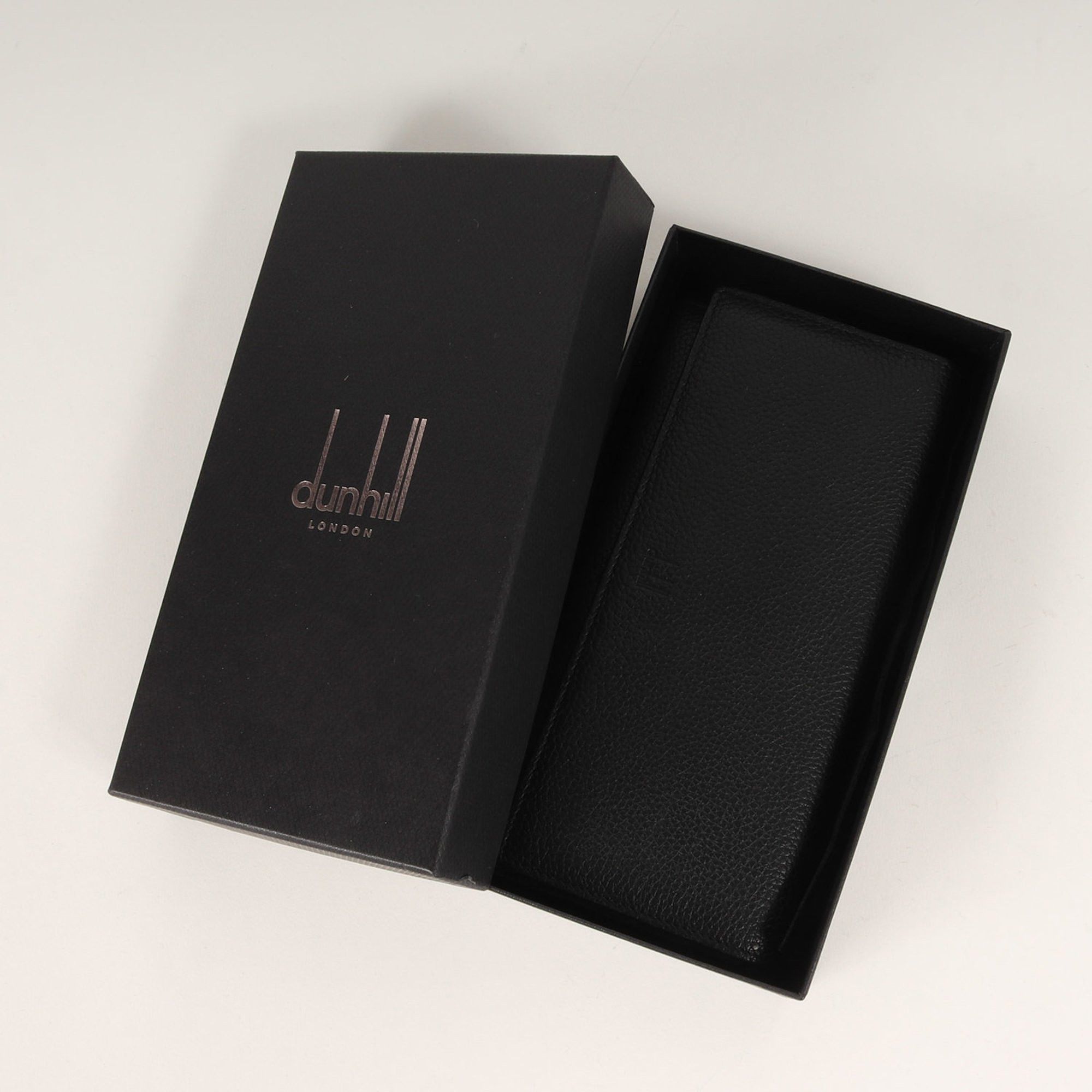 Alfred Dunhill dunhill shrink leather wallet, bi-fold long grained leather, black, men's Size ONE SIZE - 5 Thumbnail
