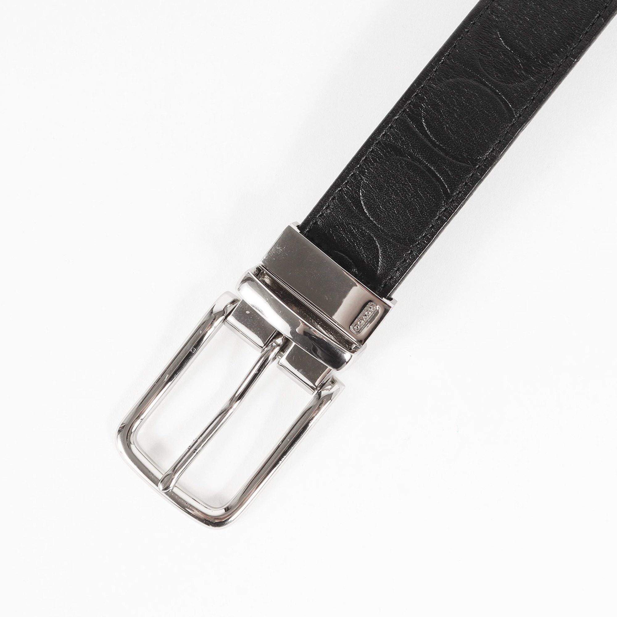 Coach COACH Reversible Signature Embossed Leather Belt Black Men's Size ONE SIZE - 2 Thumbnail