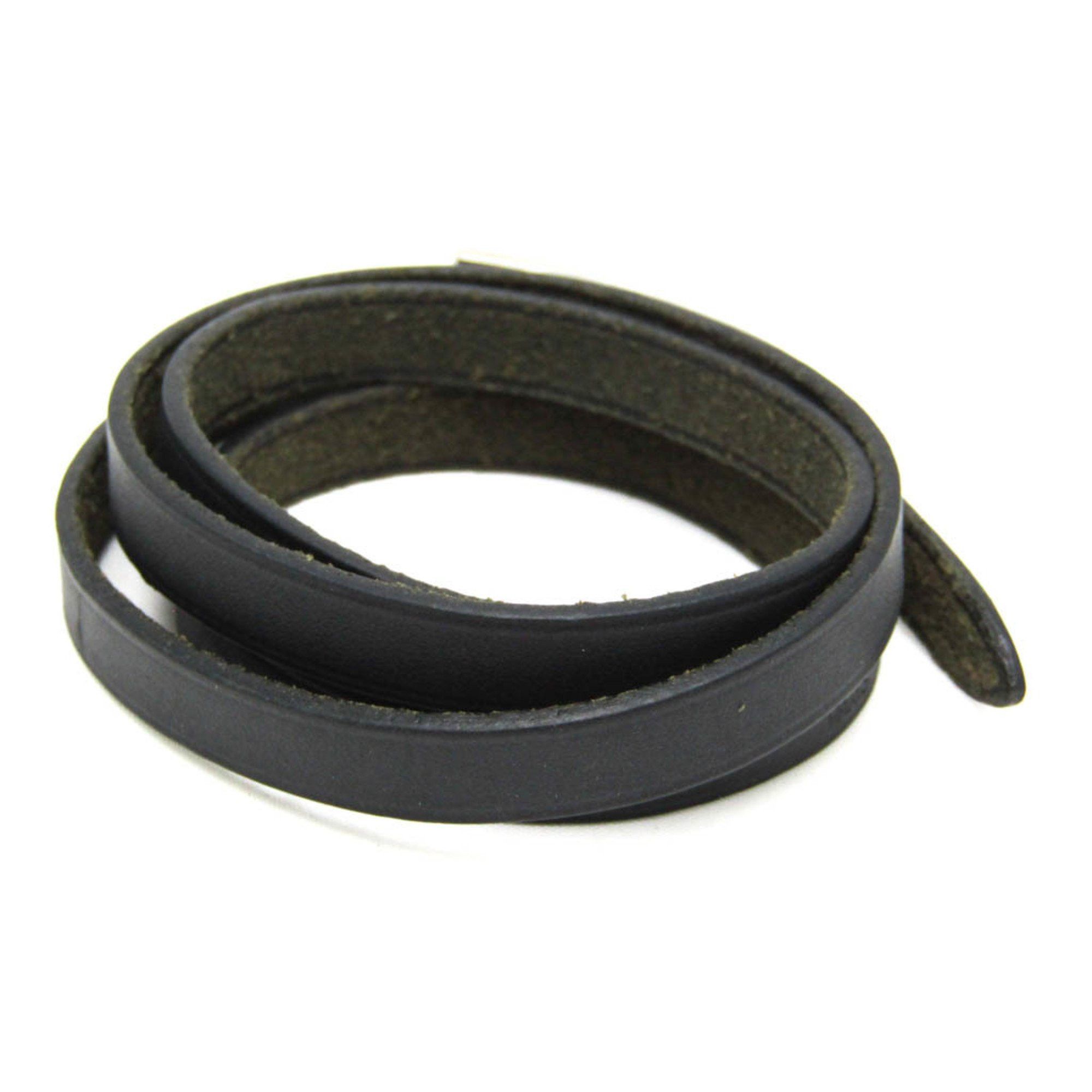 Hermes Hermes Hapi Choker Leather,Metal Bangle Black,Silver Size ONE SIZE - 2 Thumbnail