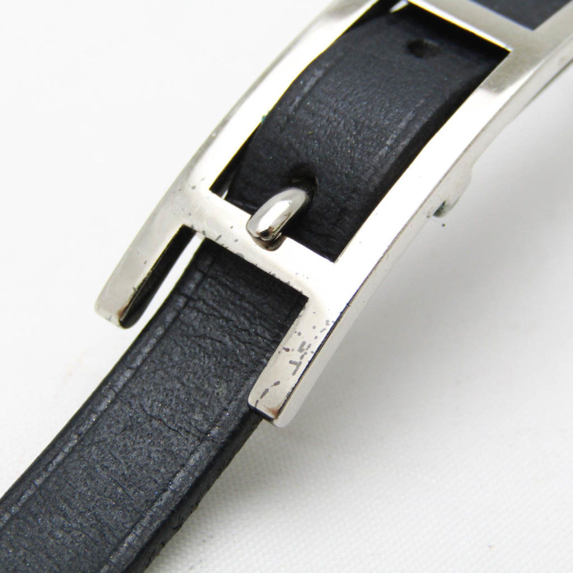 Hermes Hermes Hapi Choker Leather,Metal Bangle Black,Silver Size ONE SIZE - 4 Thumbnail