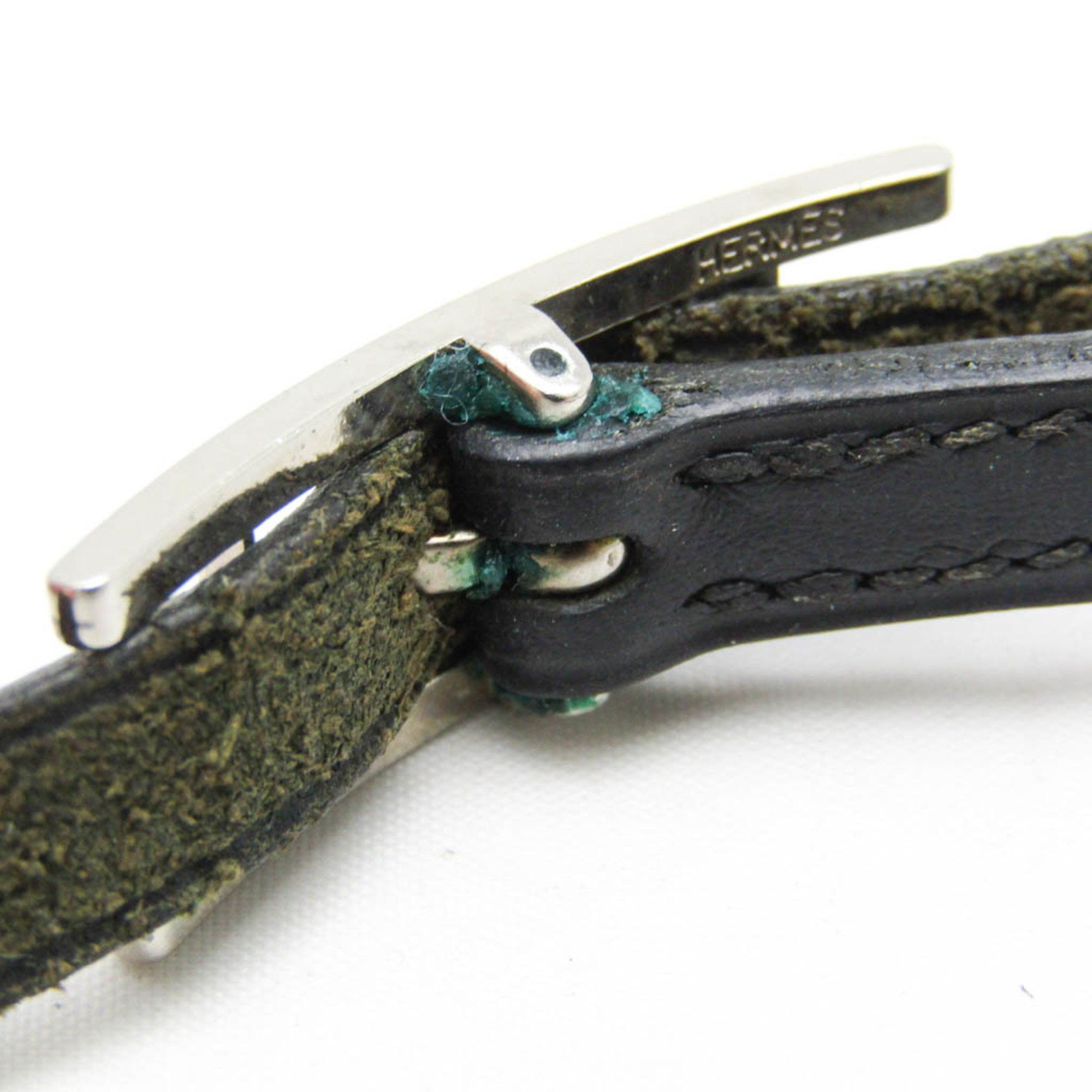 Hermes Hermes Hapi Choker Leather,Metal Bangle Black,Silver Size ONE SIZE - 5 Thumbnail
