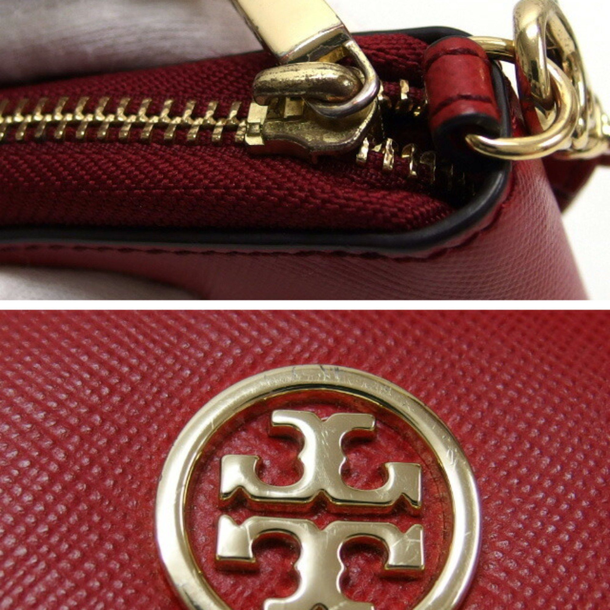 Tory Burch Tory Burch Round Zip Medium Wallet with Wrist Strap, Red Size ONE SIZE - 8 Thumbnail