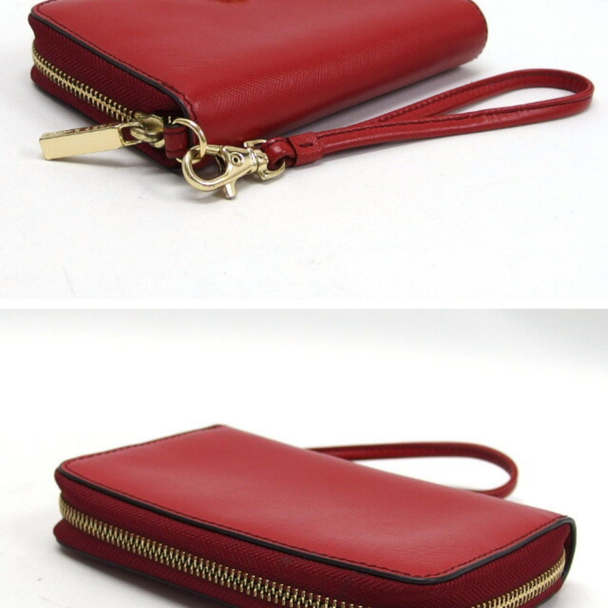 Tory Burch Tory Burch Round Zip Medium Wallet with Wrist Strap, Red Size ONE SIZE - 3 Thumbnail