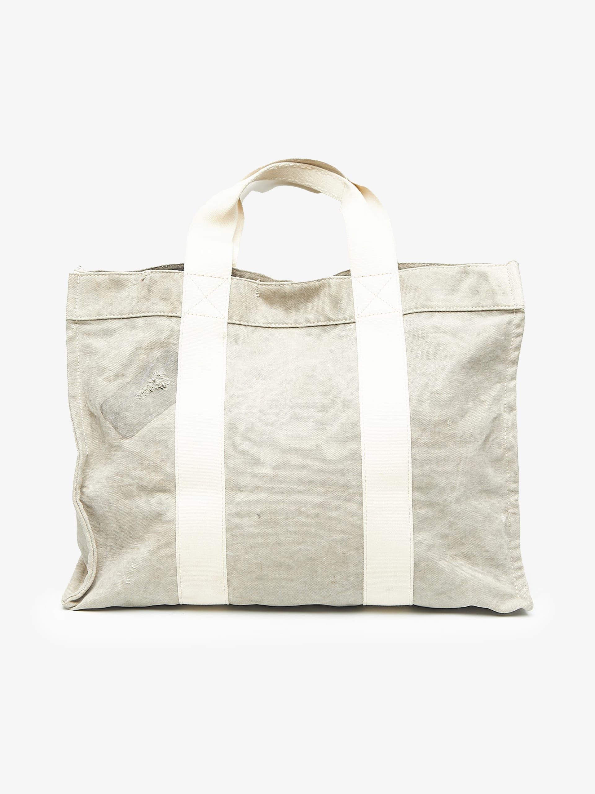 READYMADE Gray Washed Distressed Dirty Logo Printed Buttoned Cotton Tote Bag Size ONE SIZE - 2 Thumbnail