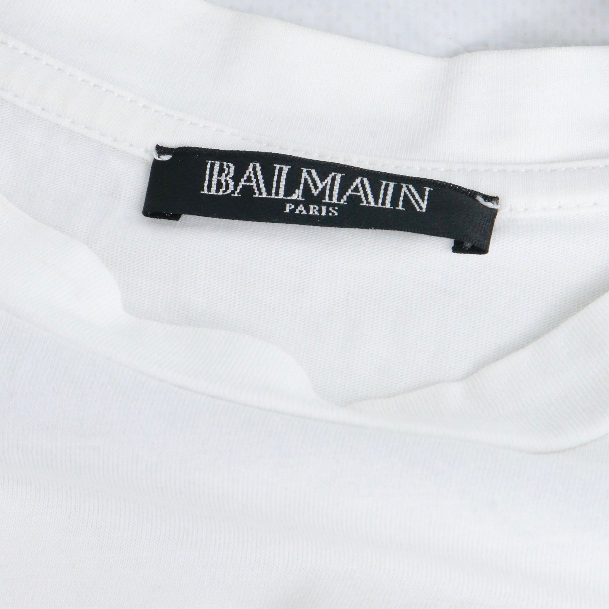 Balmain BALMAIN - Balmain white cotton T-shirt (T38) Size S / US 4 / IT 40 - 2 Thumbnail