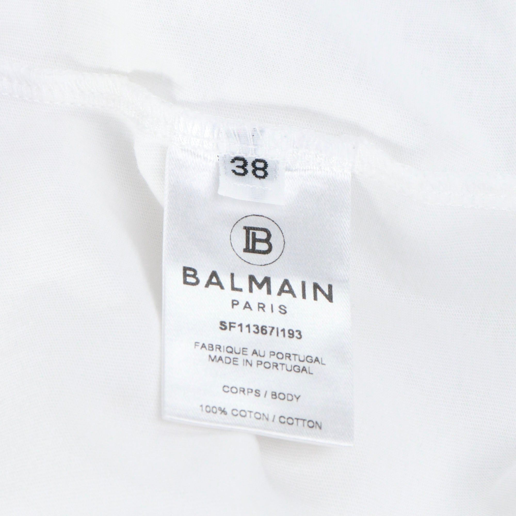 Balmain BALMAIN - Balmain white cotton T-shirt (T38) Size S / US 4 / IT 40 - 3 Thumbnail