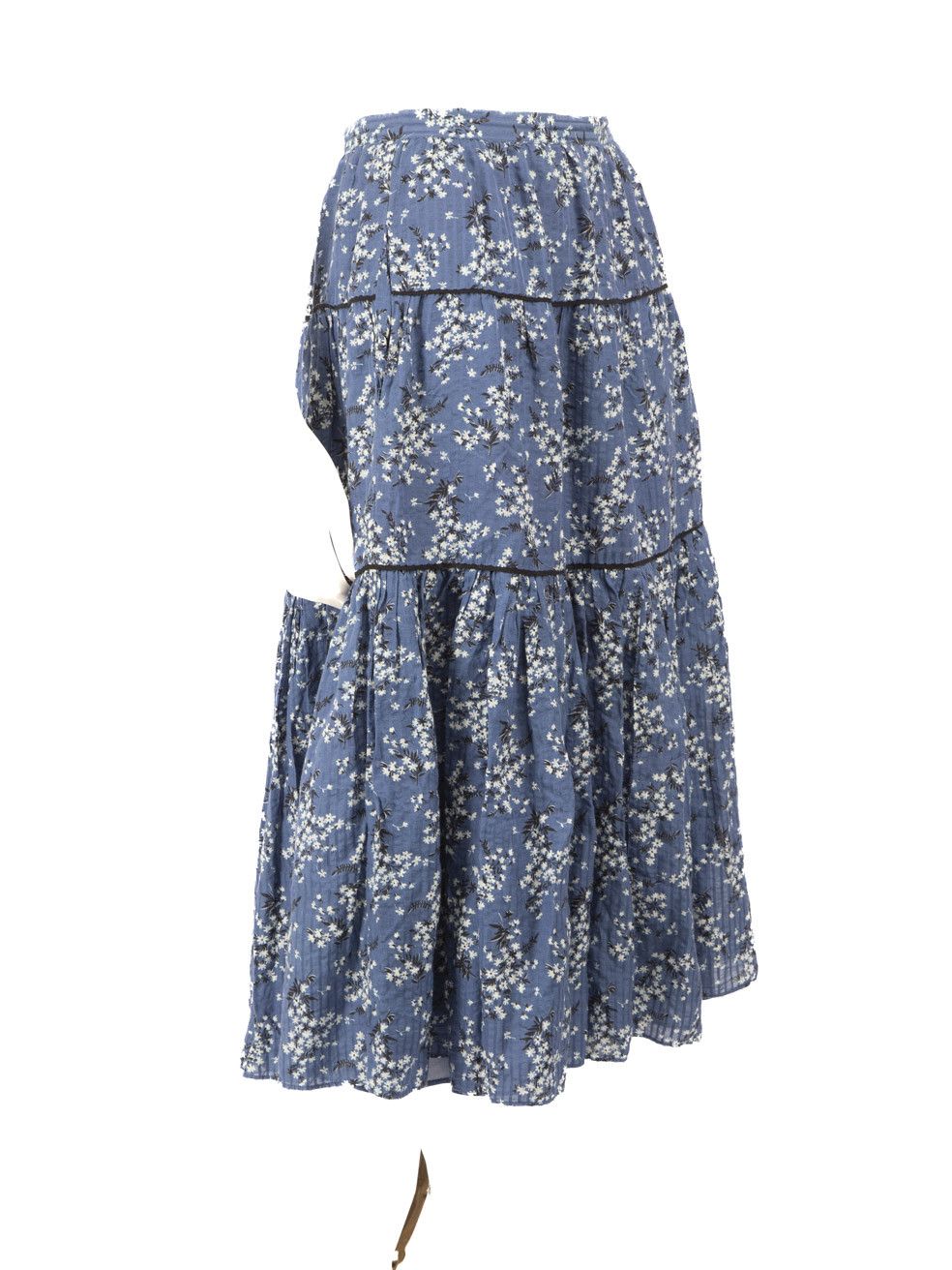 Ulla Johnson Blue Floral Print Tier Skirt Size 26" / US 2 / IT 38 - 2 Thumbnail