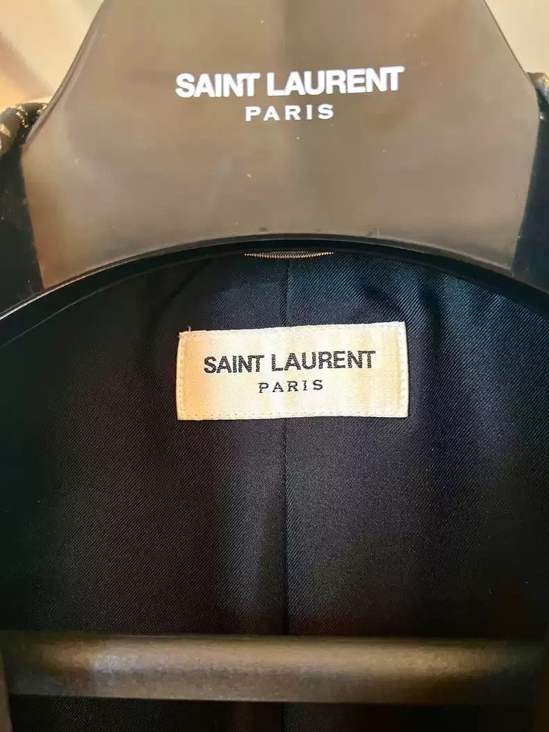 Saint Laurent Paris Black gold embroidered star smoking jacket