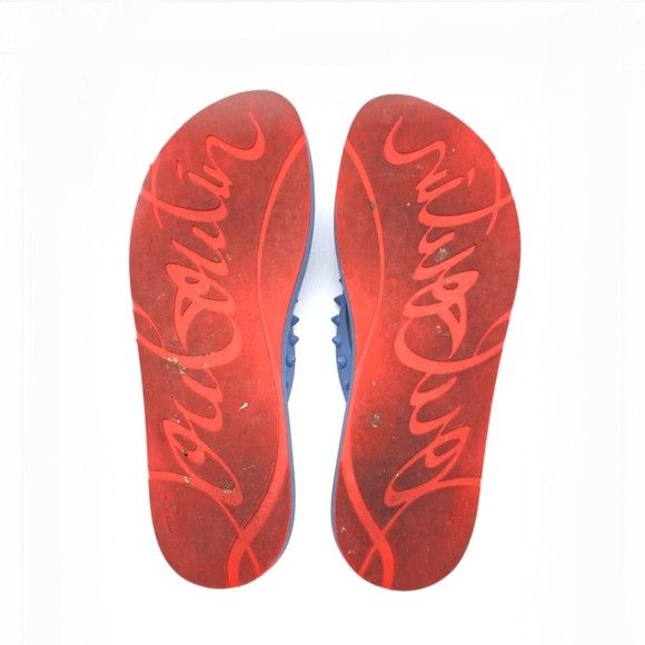 Christian Louboutin Super Loubi studded rubber flip flops in blue Size US 7 / EU 40 - 3 Thumbnail