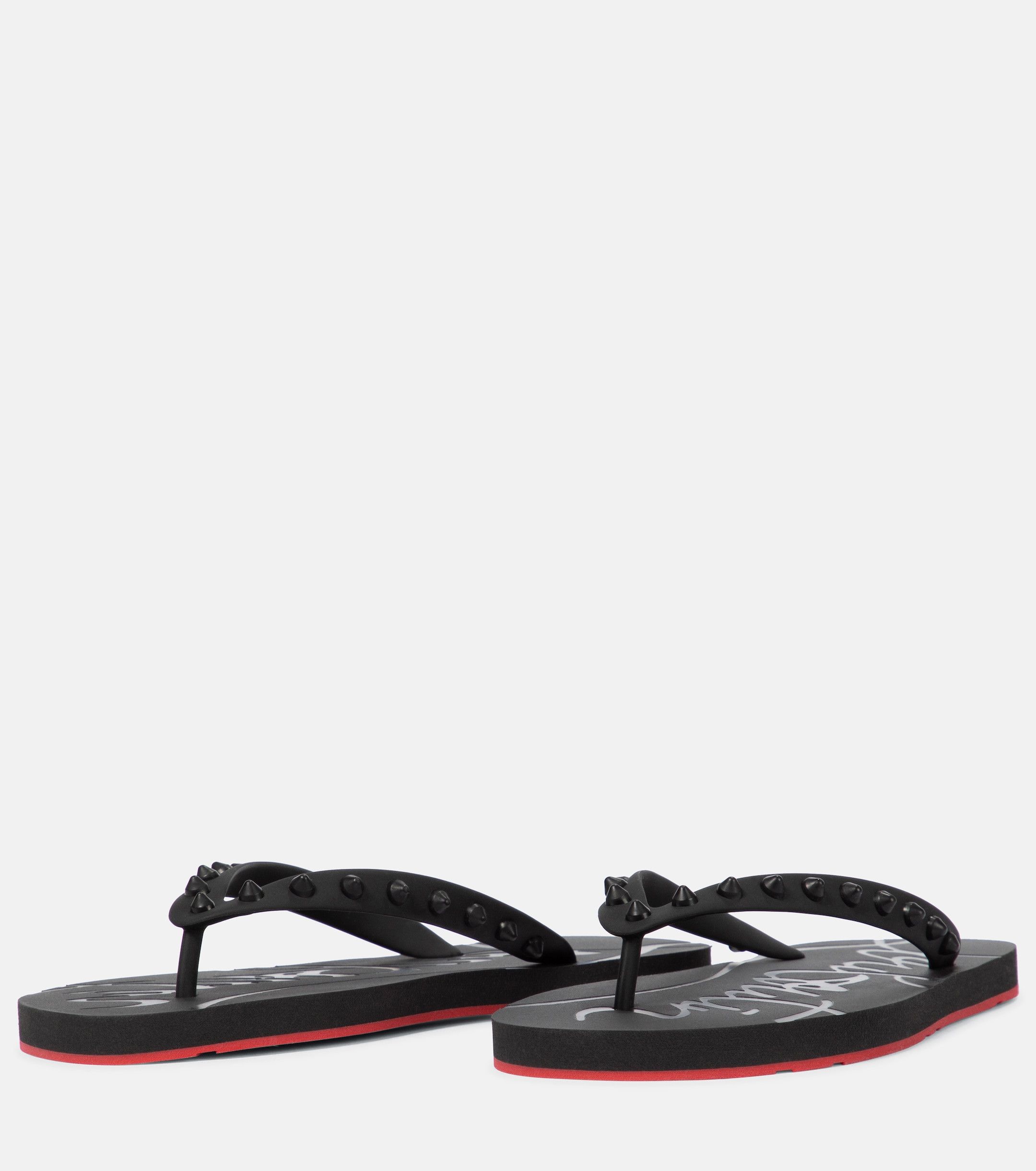 Christian Louboutin Super Loubi studded rubber flip flops in black Size US 8 / EU 41 - 3 Thumbnail
