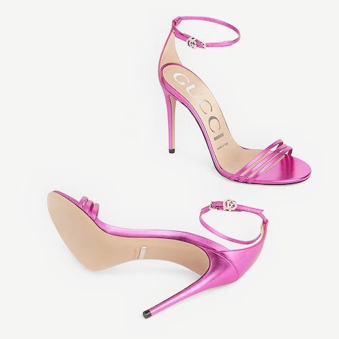Gucci Gucci Double G Metallic Heeled Sandals SIZE 37 Size ONE SIZE - 3 Thumbnail