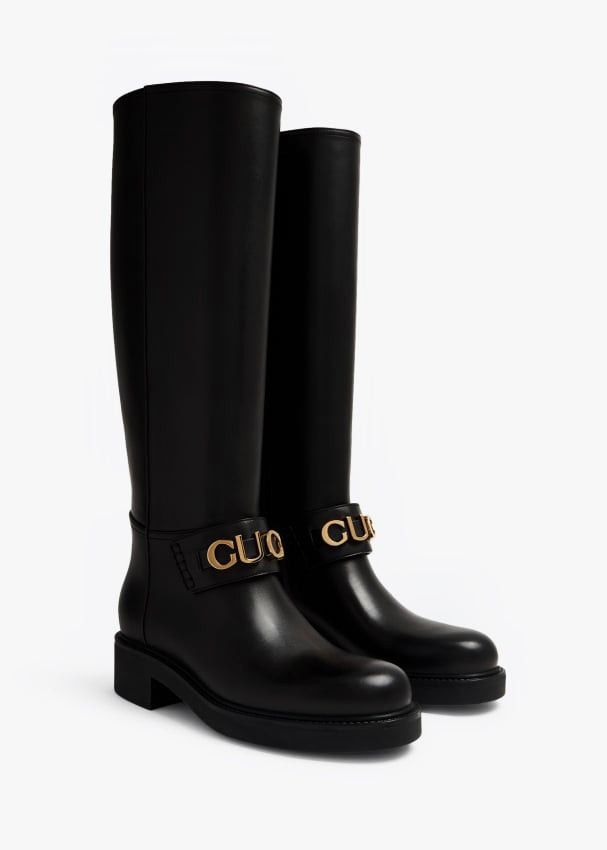 Gucci Gucci Big Logo Leather Boots SIZE 37 Size ONE SIZE - 3 Thumbnail
