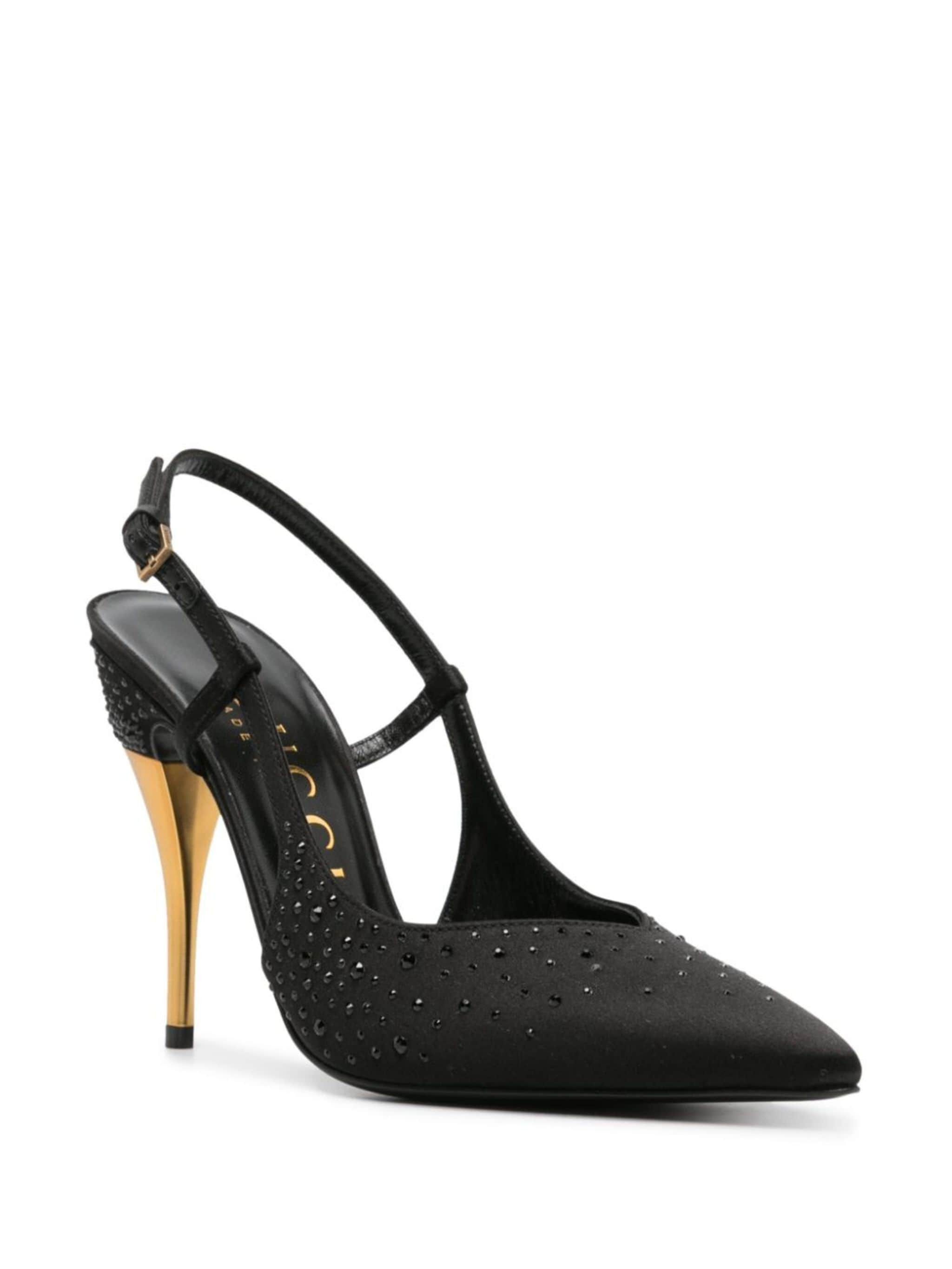 Gucci crystal-embellished 75mm slingback pumps SIZE 40