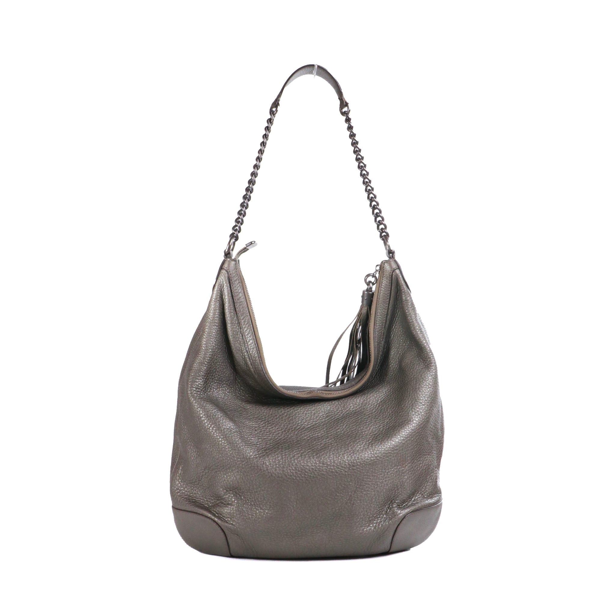 Gucci GUCCI - Gucci Soho tote bag in silver grained leather Size ONE SIZE - 3 Thumbnail