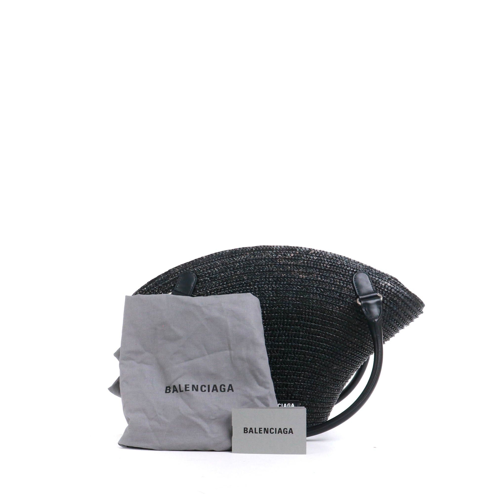 Balenciaga BALENCIAGA - Balenciaga Beach Medium tote bag in black straw Size ONE SIZE - 12 Thumbnail