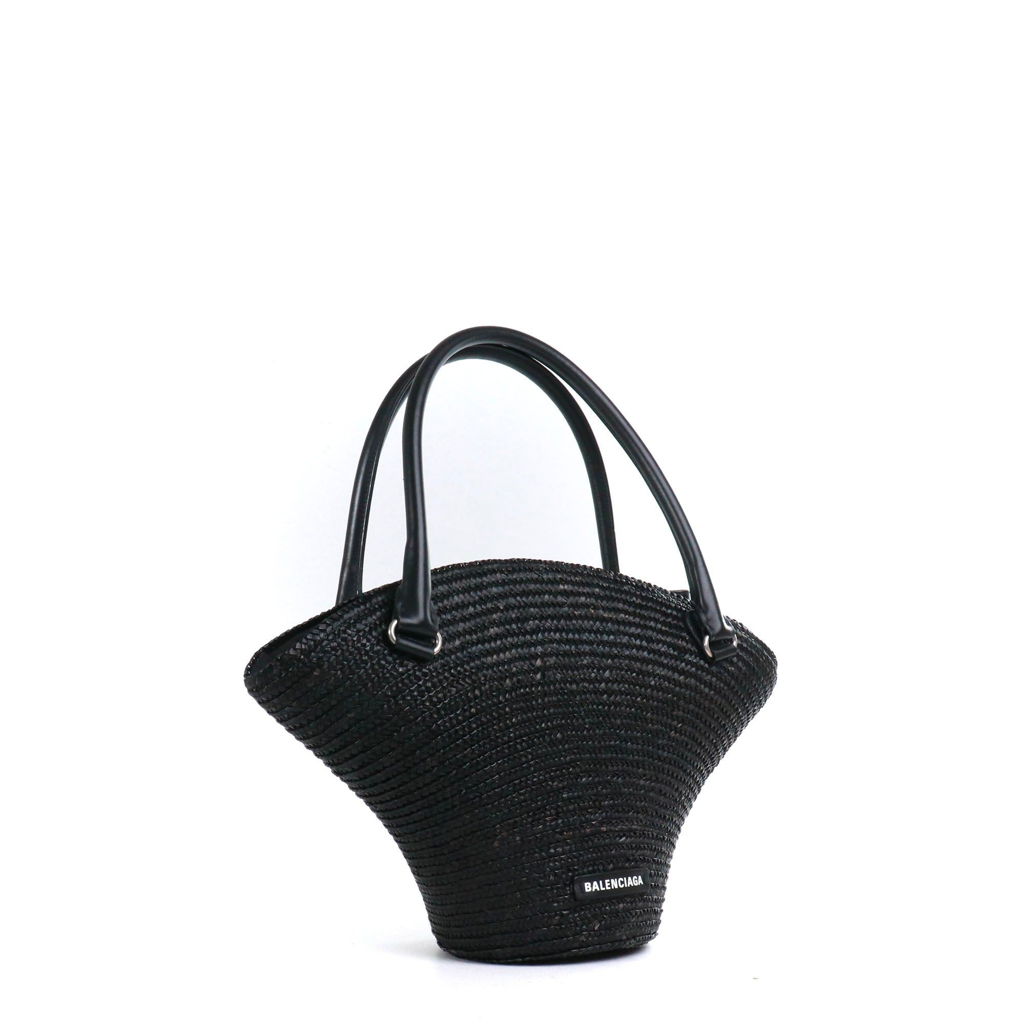 Balenciaga BALENCIAGA - Balenciaga Beach Medium tote bag in black straw Size ONE SIZE - 2 Thumbnail