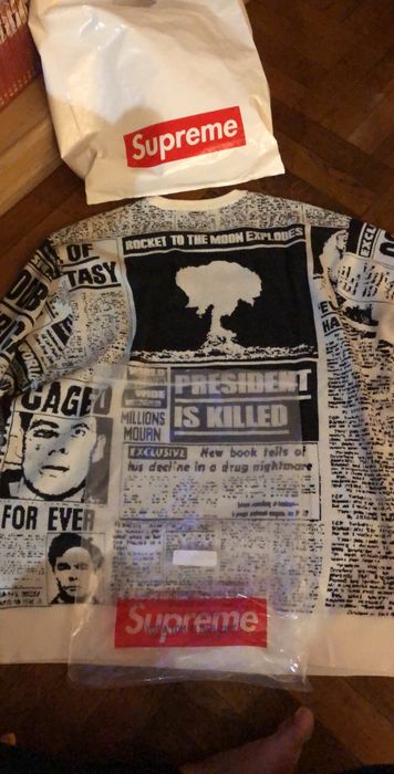 Supreme Supreme Newsprint Sweater | Grailed