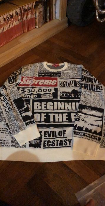 Supreme Supreme Newsprint Sweater | Grailed