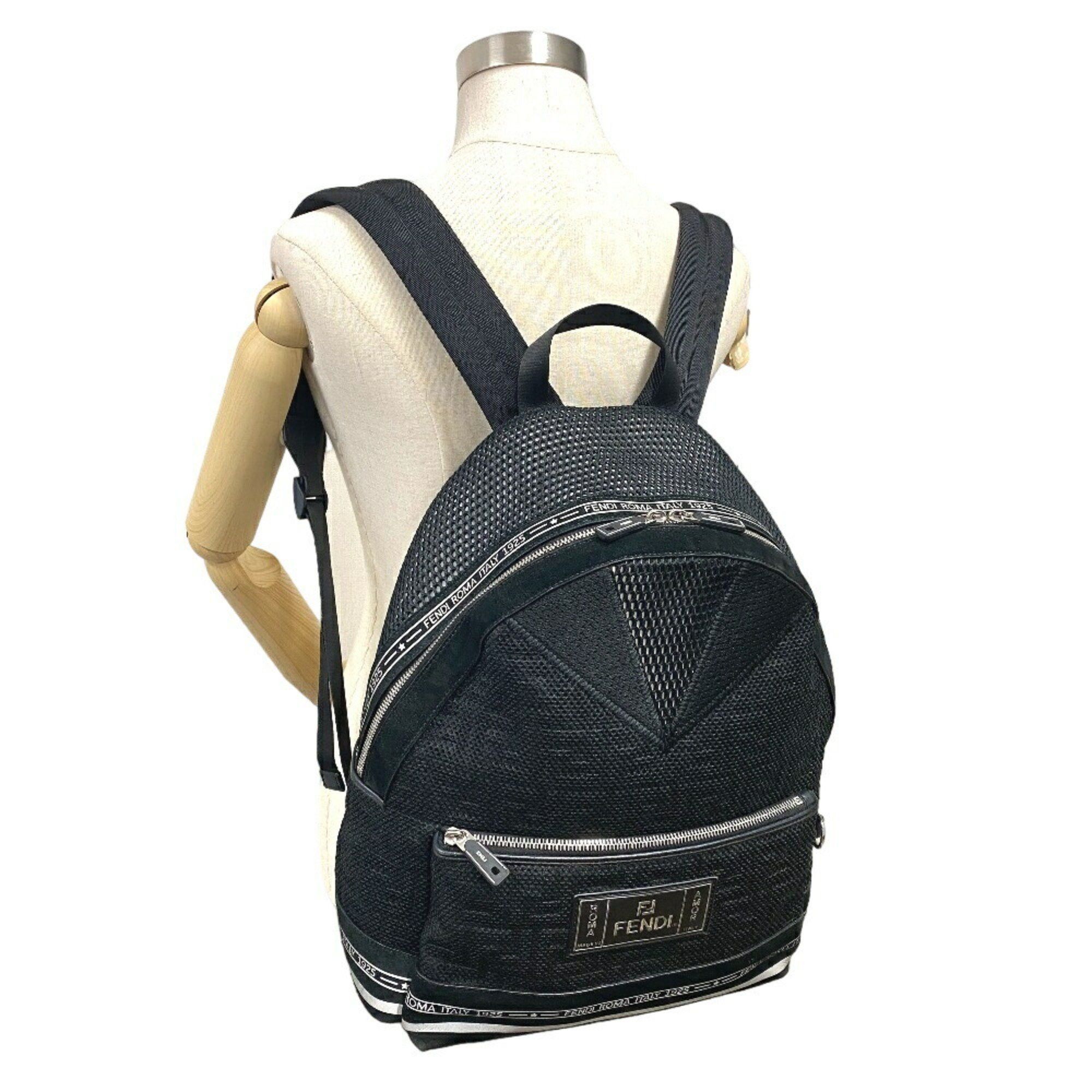 Fendi FENDI 7VZ042 Zucca Mesh Backpack/Daypack Black Unisex Size ONE SIZE - 12 Thumbnail