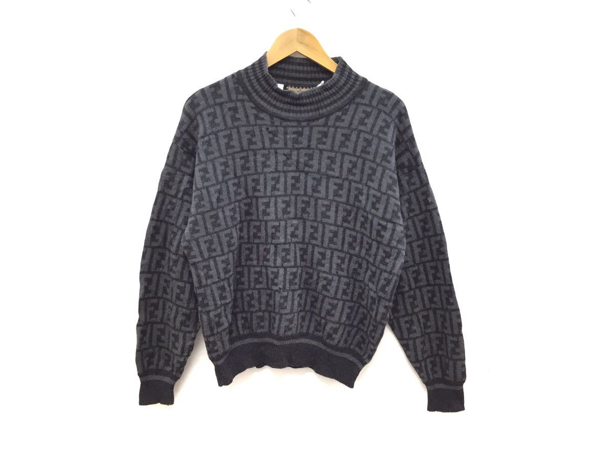 Fendi Vtg FENDI Zucca Monogram embroidered wool knit sweatshirt Size US M / EU 48-50 / 2 - 2 Thumbnail