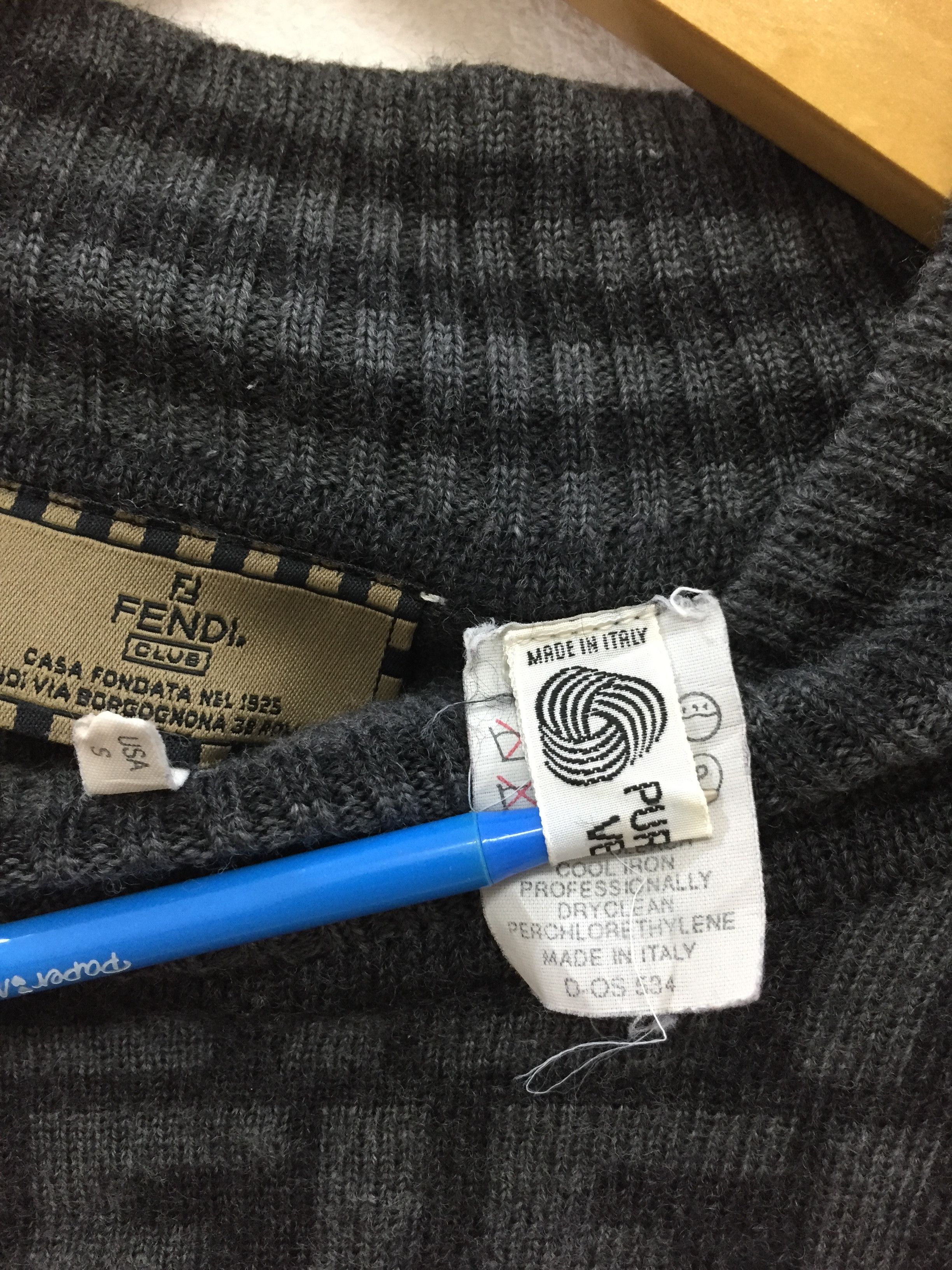 Fendi Vtg FENDI Zucca Monogram embroidered wool knit sweatshirt Size US M / EU 48-50 / 2 - 5 Thumbnail