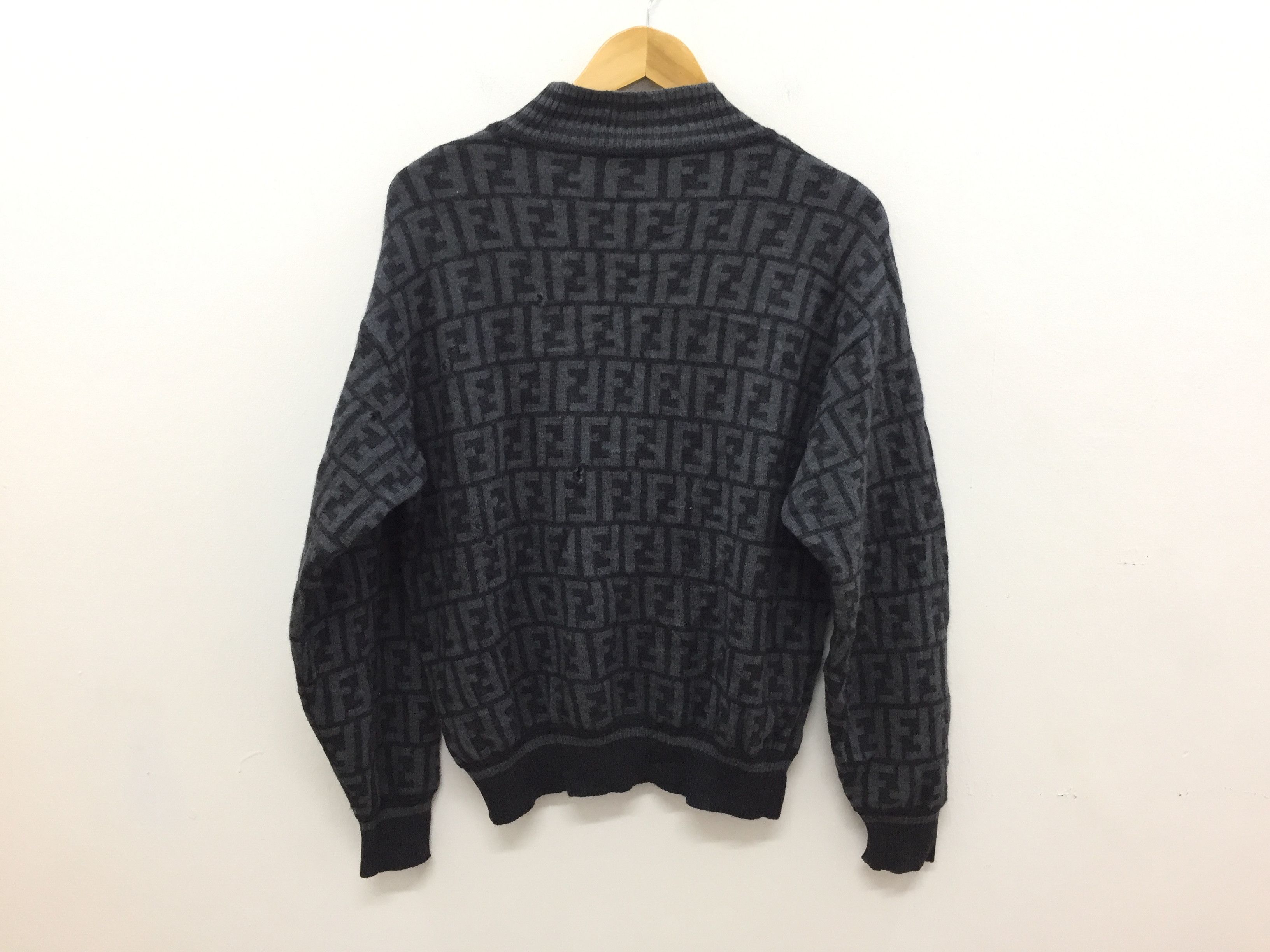Fendi Vtg FENDI Zucca Monogram embroidered wool knit sweatshirt Size US M / EU 48-50 / 2 - 4 Thumbnail