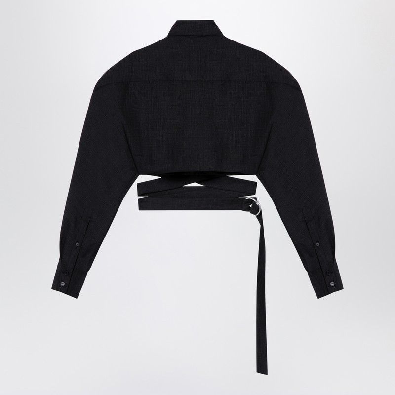 Alaia Dark Grey Cotton Crossover Shirt