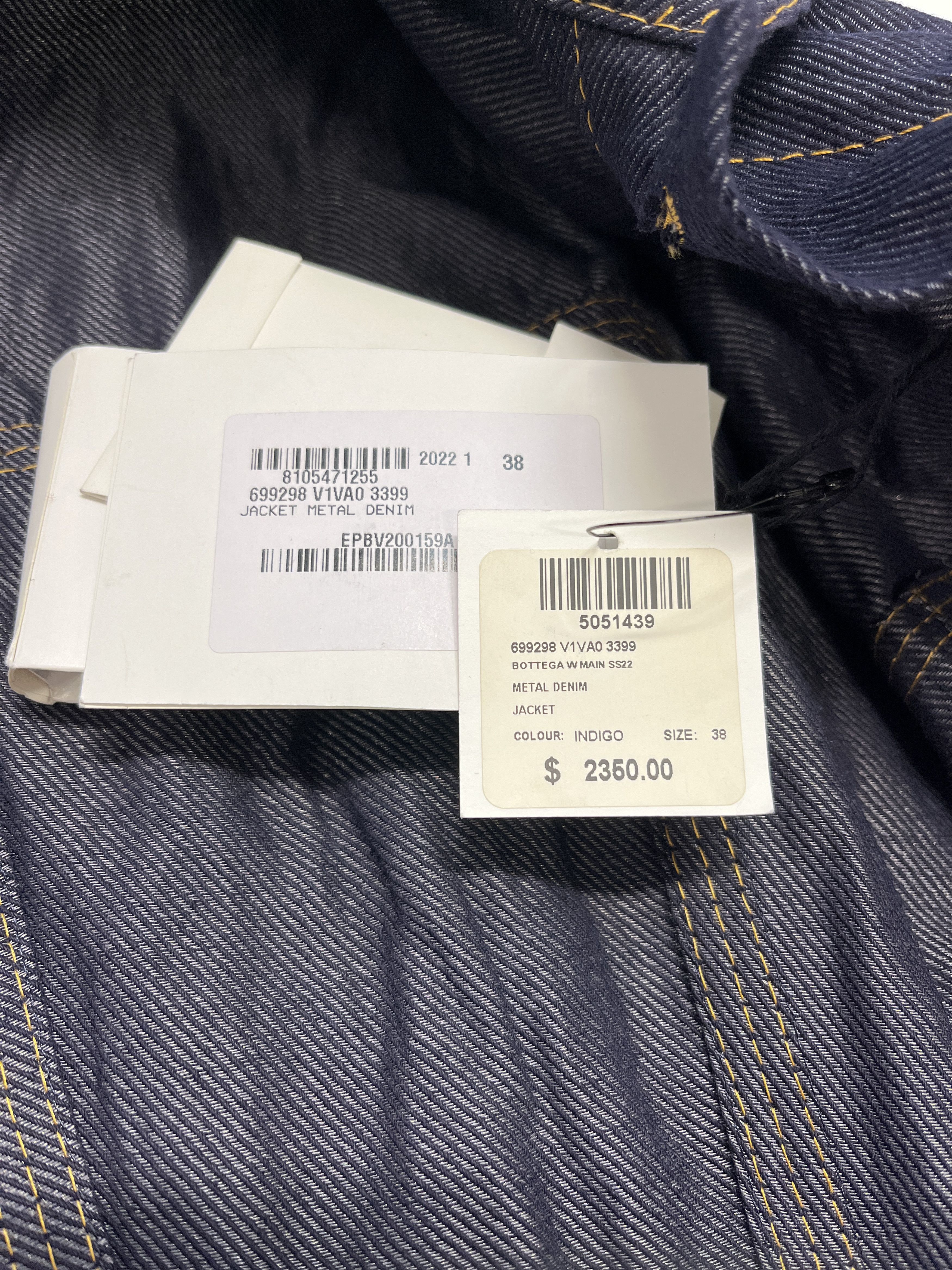 Bottega Veneta SS22 Crinkled Metal Denim Jacket Size XS / US 0-2 / IT 36-38 - 4 Thumbnail