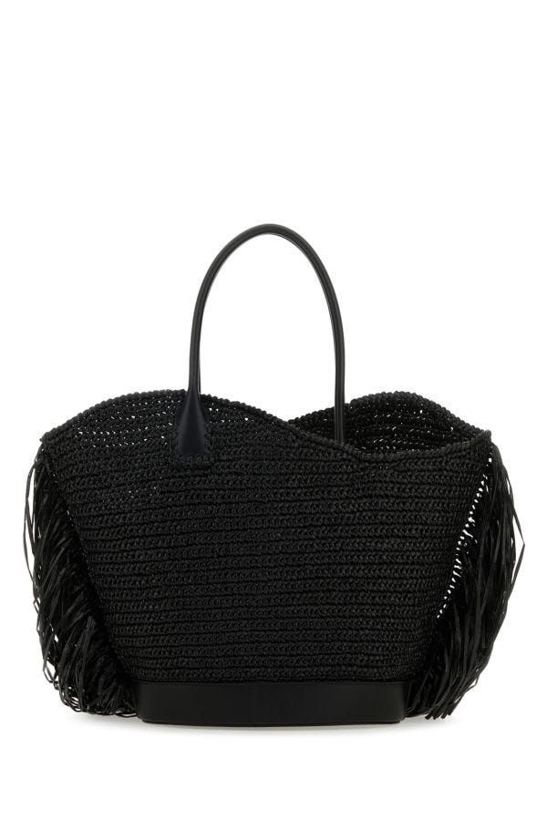 Salvatore Ferragamo Black Raffia And Leather Big Shopping Bag Size ONE SIZE - 5 Thumbnail