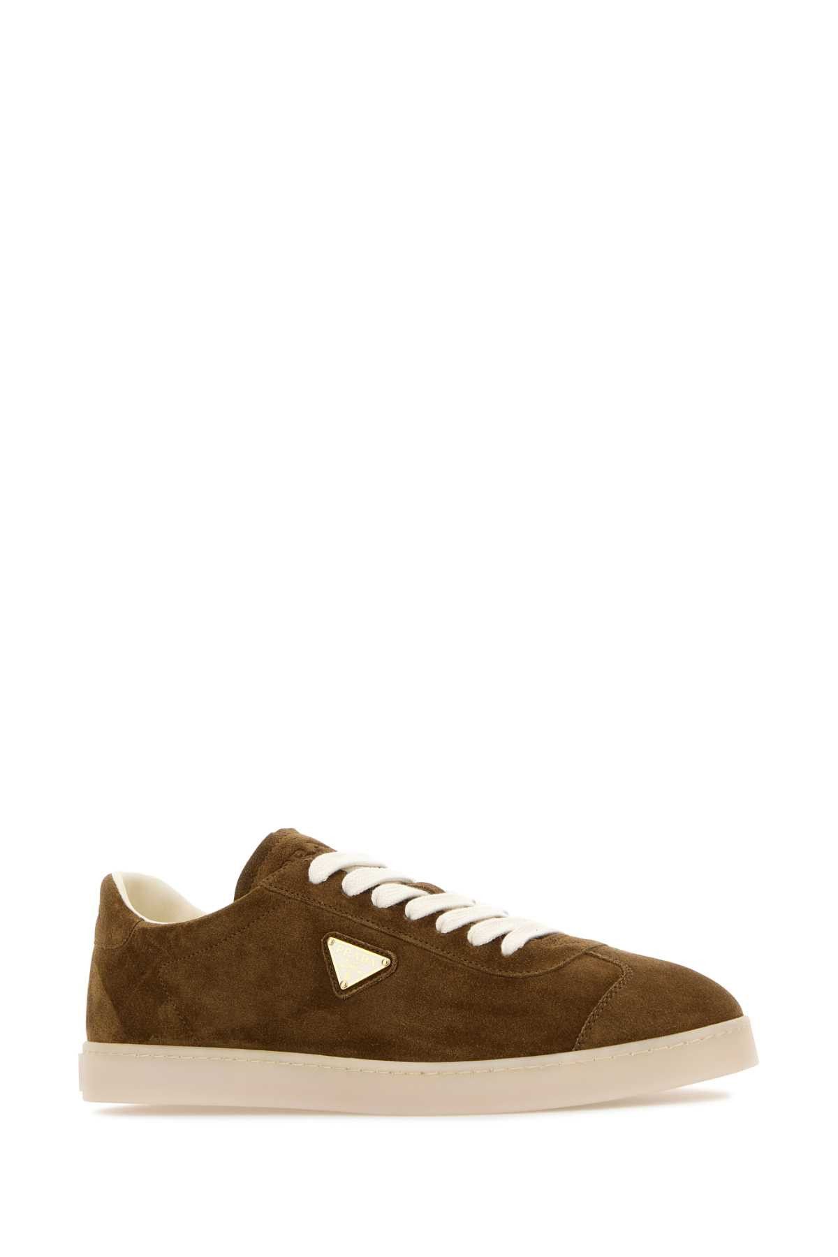 Prada Brown Suede Sneakers Size US 10.5 / EU 43-44 - 2 Thumbnail