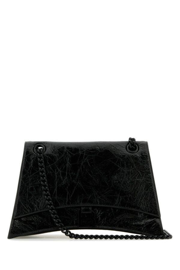Balenciaga Black Leather Medium Crush Shoulder Bag Size ONE SIZE - 3 Thumbnail