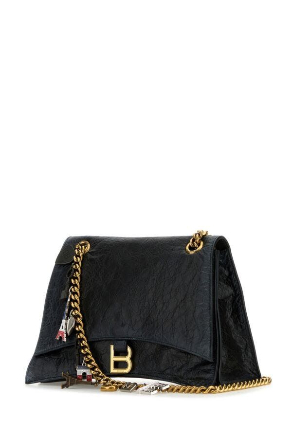 Balenciaga Black Leather Medium Crush Chain Shoulder Bag Size ONE SIZE - 4 Thumbnail