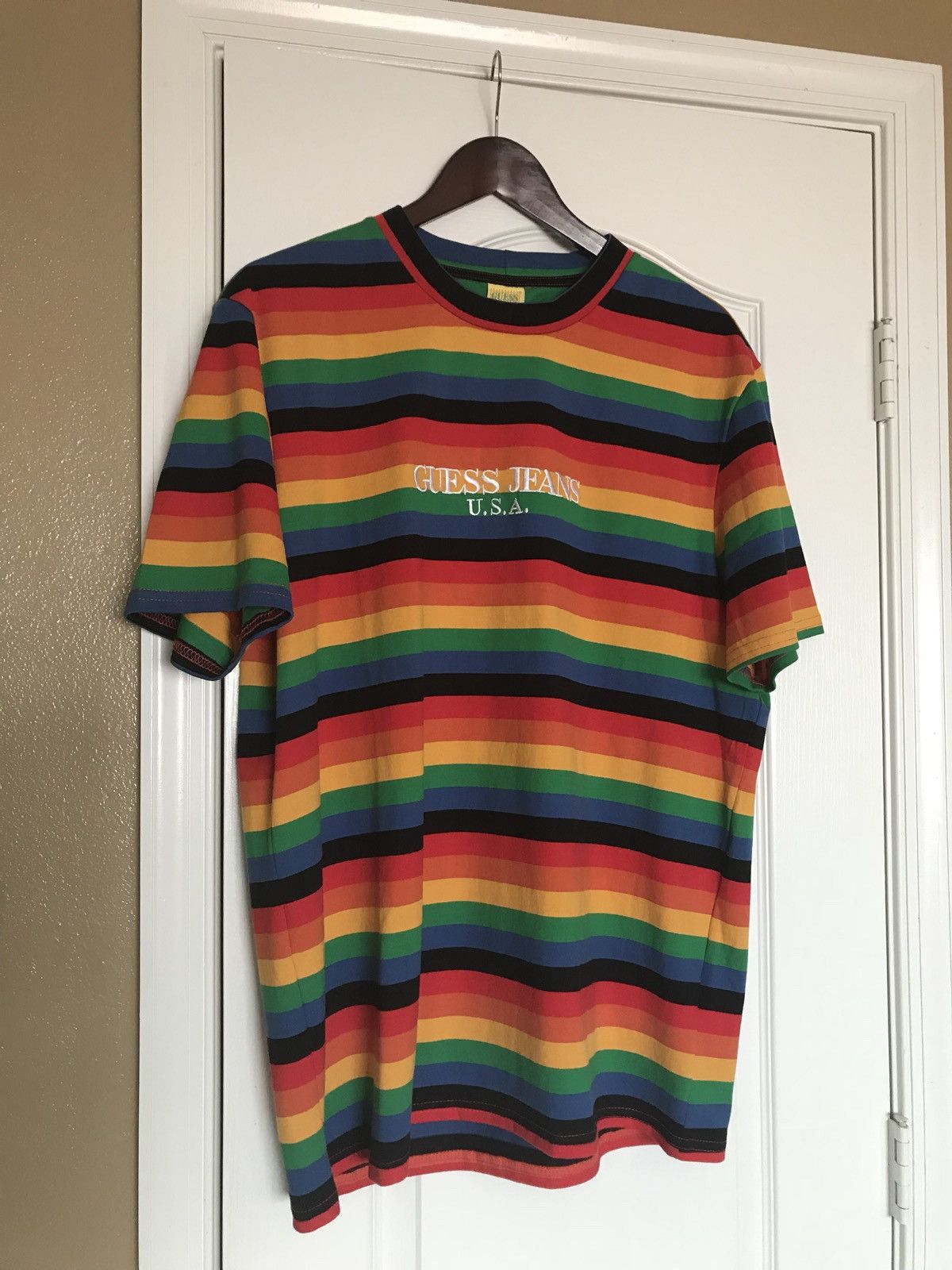 Rainbow guess jeans shirt best sale